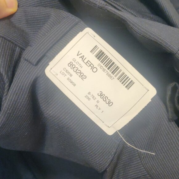 Simon Spurr 36S/30 modern slim skinny fit navy stripe 100% virgin wool bemberg - Picture 11 of 12